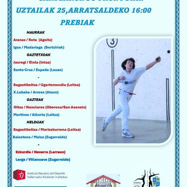 Gartzarongo pilota txapelketa: larunbat arratsaldeko partidak