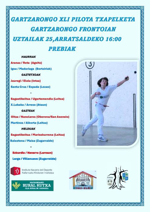 Gartzarongo pilota txapelketa: larunbat arratsaldeko partidak