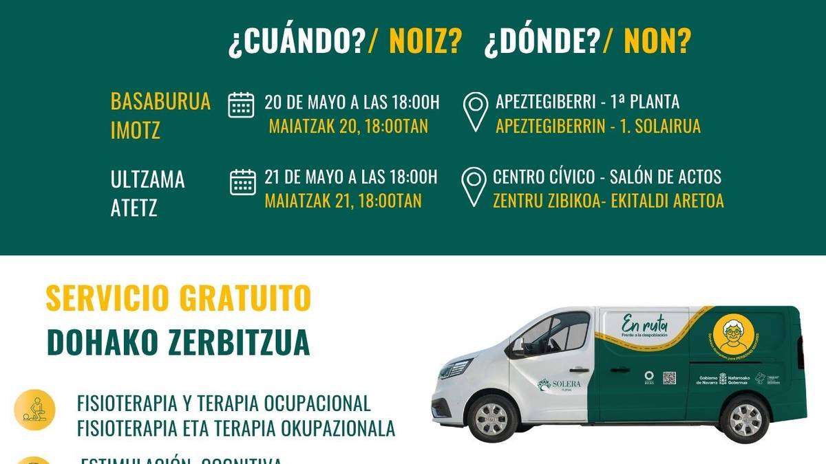 Adinduendako zerbitzu ibiltariaren aurkezpenak eginen dituzte Jauntsaratsen eta Larraintzarren