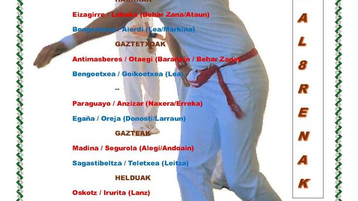 Gartzarongo XL. pilota txapelketa: larunbateko partidak