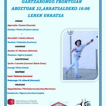 Gartzarongo pilota txapelketa: larunbat arratsaldeko partidak