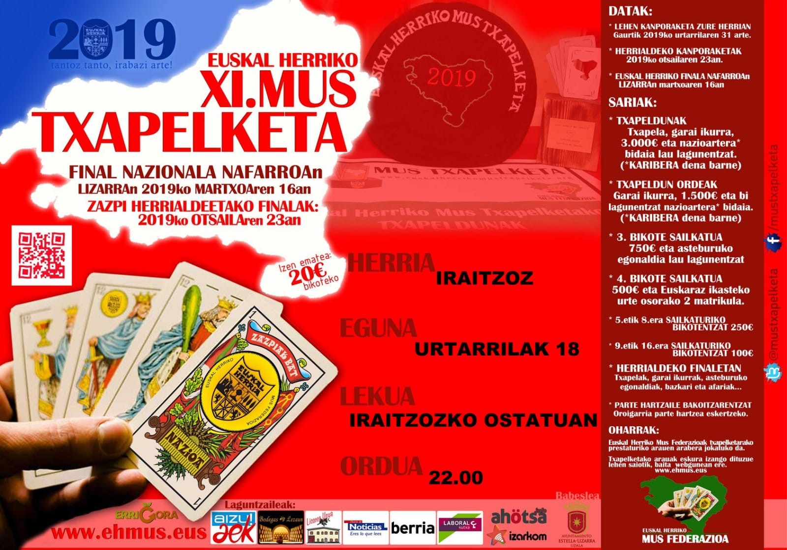 Ostiralean hasiko da Euskal Herriko mus txapelketa eskualdean