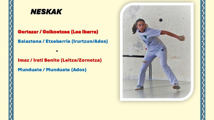 Gartzarongo XLI pilota txapelketa: neskak