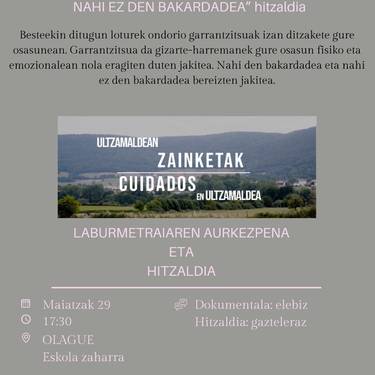 Zainketak Ultzamaldean dokumentala eta hitzaldia