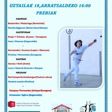 Gartzarongo pilota txapelketa: uztailaren 18ko partidak