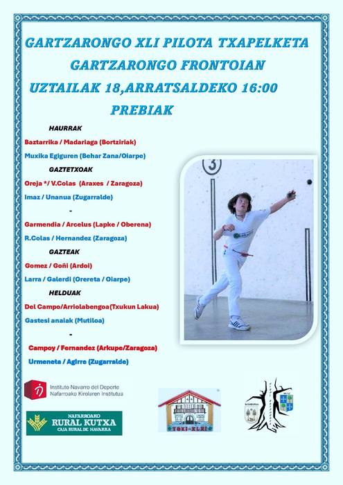 Gartzarongo pilota txapelketa: uztailaren 18ko partidak