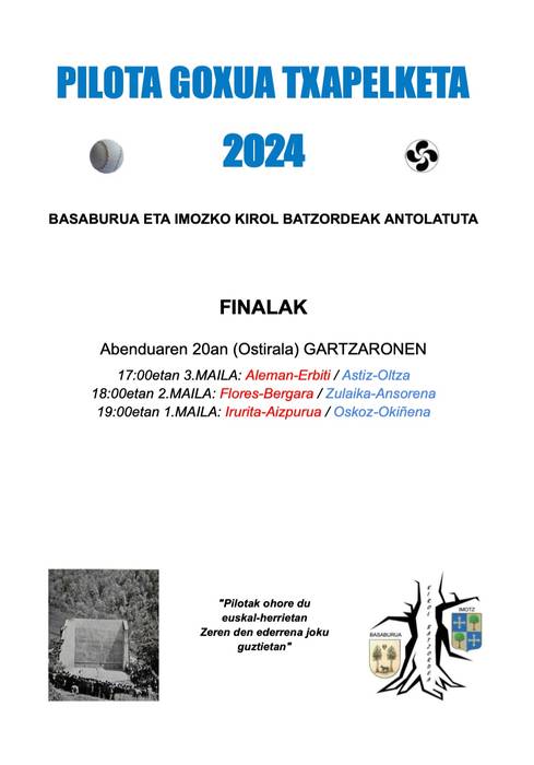 Pilota goxoko txapelketako finalak
