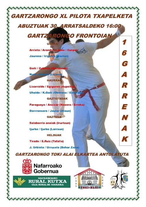Gartzarongo XL pilota txapelketa, larunbateko partidak