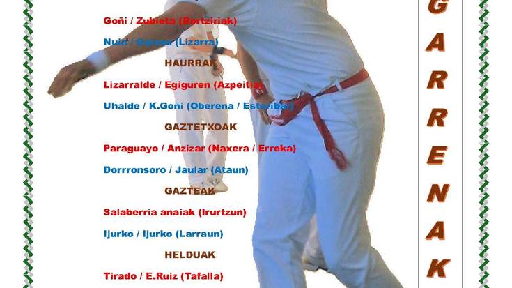 Gartzarongo XL pilota txapelketa, larunbateko partidak
