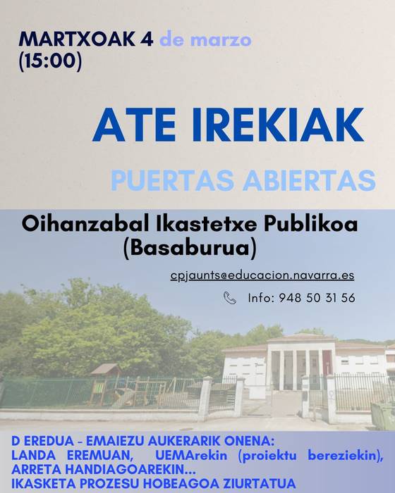 Oihanzabal eskolako ate irekiak