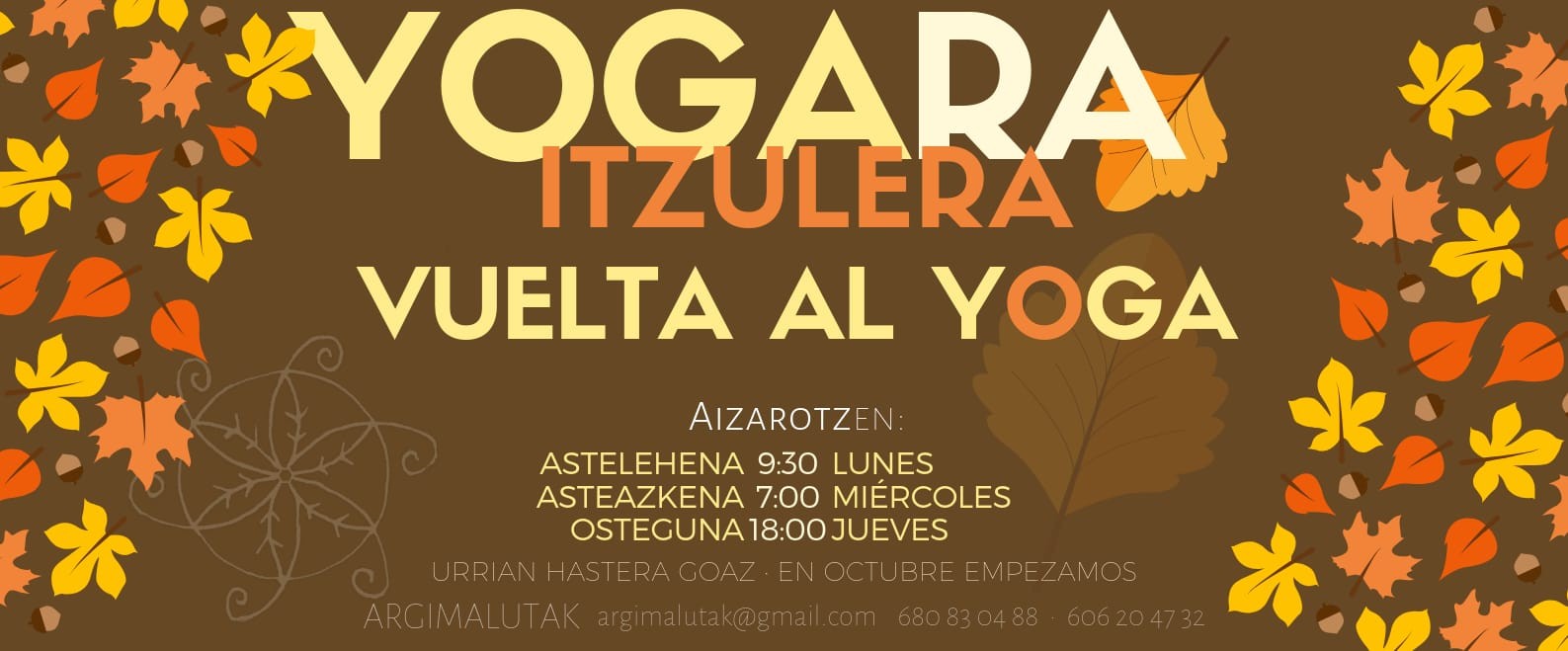 Yoga ikastaroen ordutegia, Aizarotzen