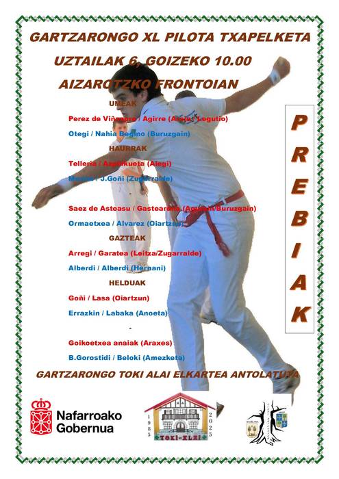 Gartzarongo XL. pilota txapelketa, igandeko partidak