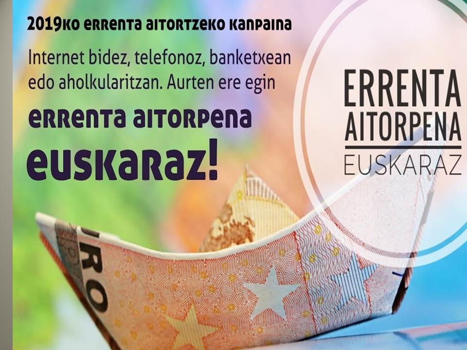 Errenta aitorpena euskaraz egitera gonbidatu ditu herritarrak Euskara Zerbitzuak