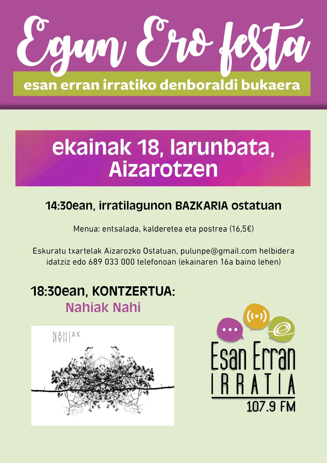 Larunbat honetan, irratiaren denboraldi bukaerako festa Aizarotzen