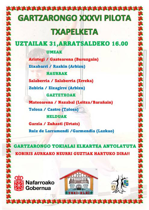 Gartzarongo XXXVI pilota txapelketa, larunbateko partiduak