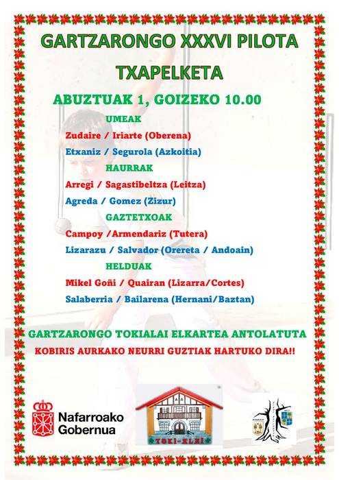 Gartzarongo XXXVI pilota txapelketa, igandeko partiduak