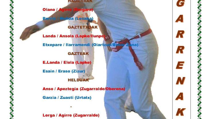 Gartzarongo XL pilota txapelketa, igandeko partidak
