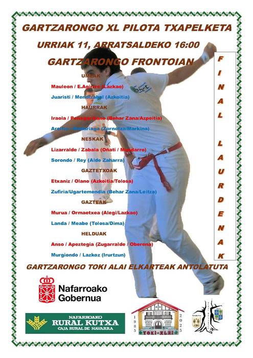 Gartzaron XL. pilota txapelketa: larunbateko partidak