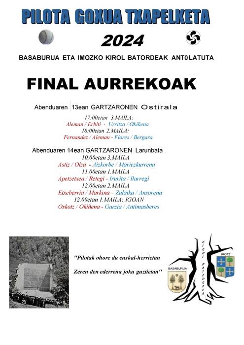 Imozko eta Basaburuko pilota goxoko finalaurrekoak