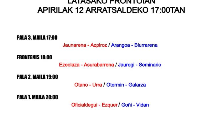 Pala txapelketako finalak