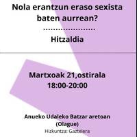 Hitzaldia: Zer da indarkeria matxista? Nola erantzun?