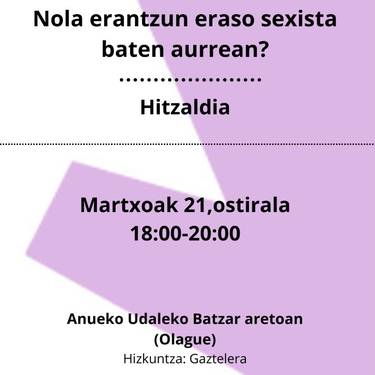 Hitzaldia: Zer da indarkeria matxista? Nola erantzun?
