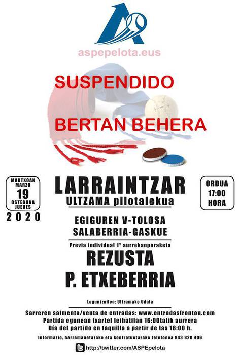 BERTAN BEHERA Pilota: Rezusta eta Pello Etxeberria lehian