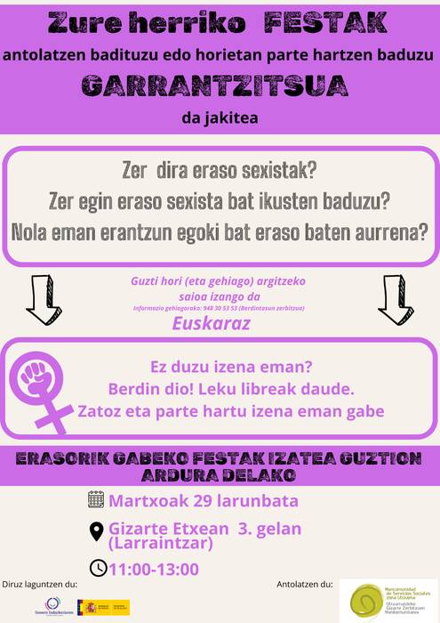 Festetako eraso sexistei aurre egiteko prestakuntza saioa