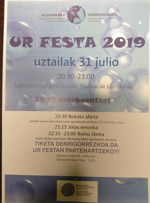 Ur festa Larraintzarko igerilekuan