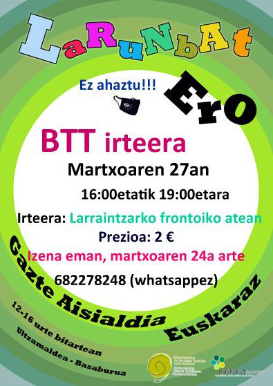 Gazteendako BTT irteera