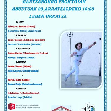 Gartzarongo pilota txapelketa: larunbat arratsaldean, Gartzaronen