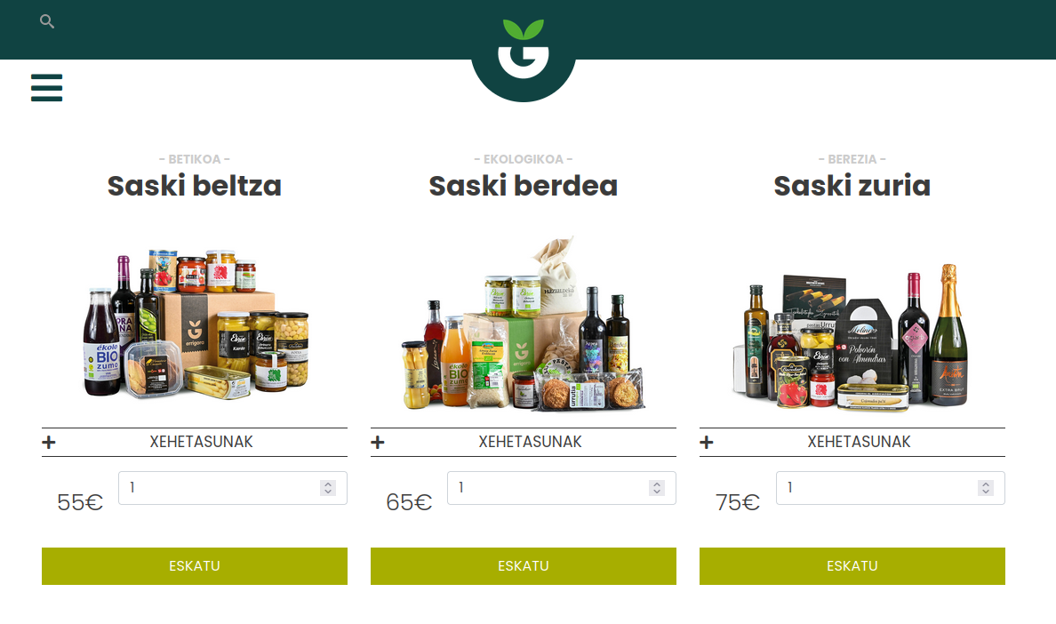 Errigorako saskiak eskatzeko aukera, baita eskuorrien bitartez ere