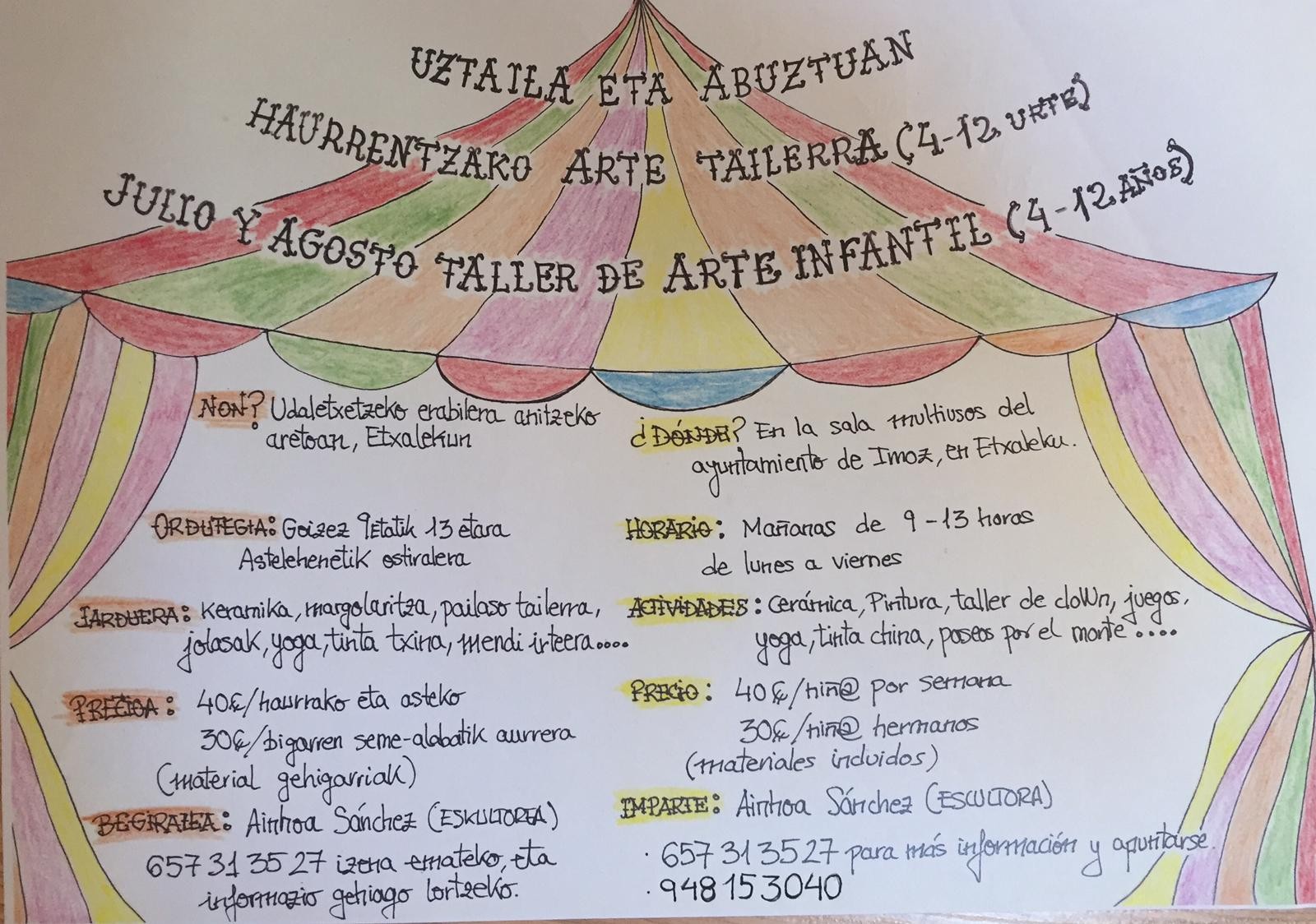 Haurrendako arte tailerra eginen dute udan