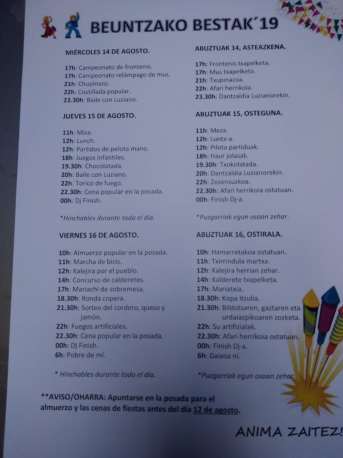 Atetzen, aldiz, Beuntzako pestak!