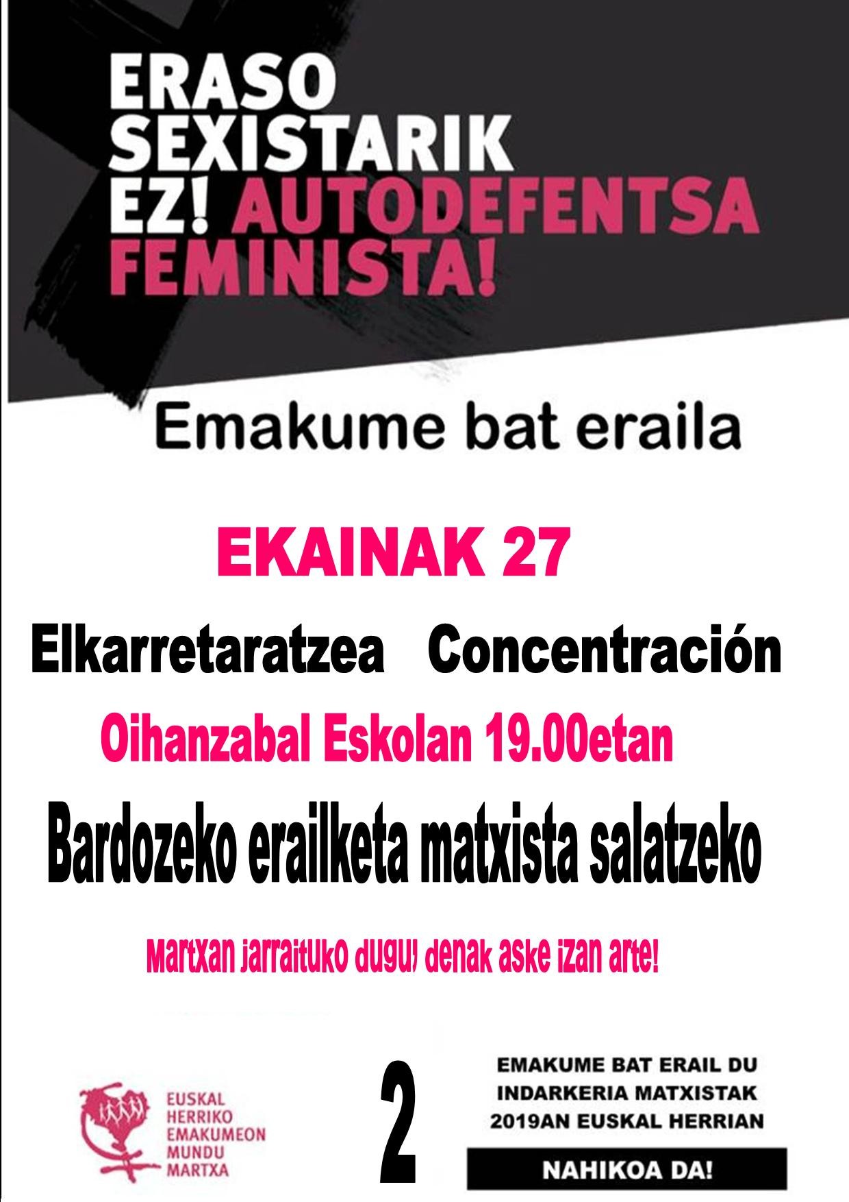 Elkarretaratzea berriz Jauntsaratsen, astebeten EHan izan den bigarren erailketa matxista salatzeko