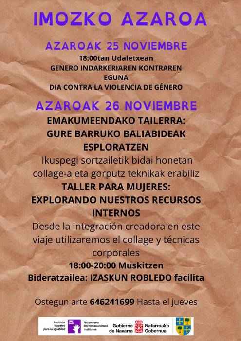 Emakumeendako tailerra: Gure barruko baliabideak esploratzen